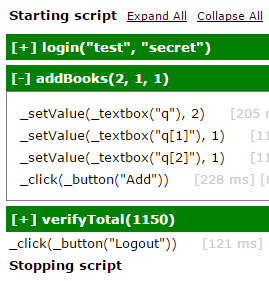 Playback logs with code folding