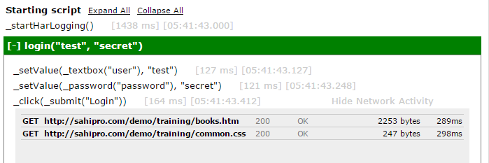 Playback logs with HAR logging enabled