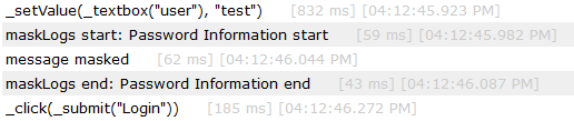 Playback logs with _maskLogs _unmaskLogs