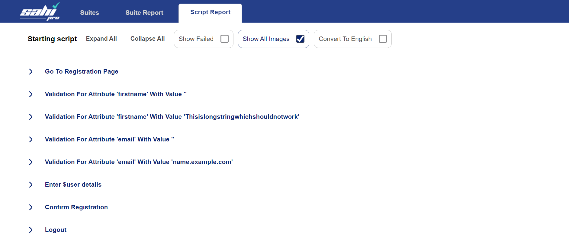 Report - Negative Validations