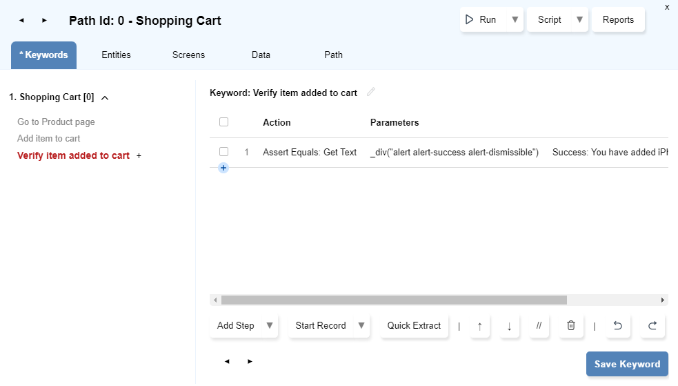 Verify Item steps added