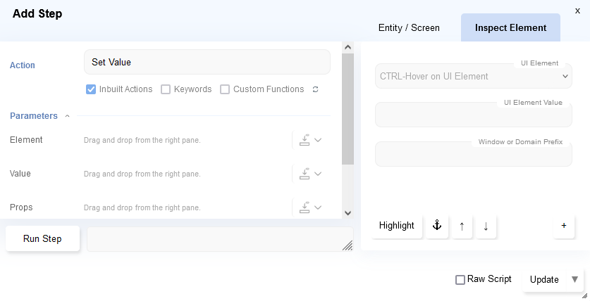 Add Step Inspect Element