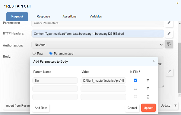Body Parameters in REST API Call