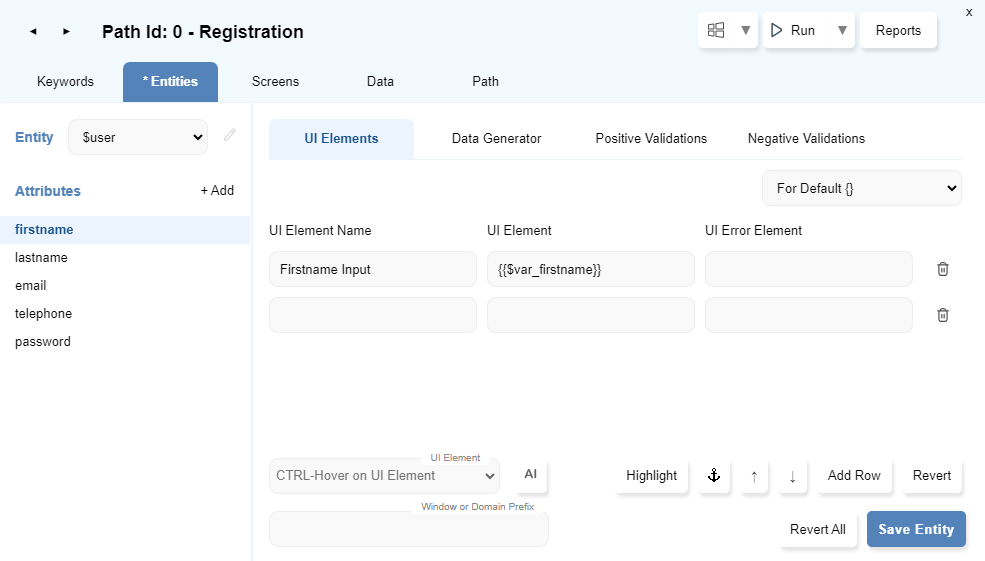 Variable template in Entity