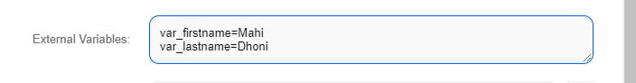 External Variable for firstname and lastname