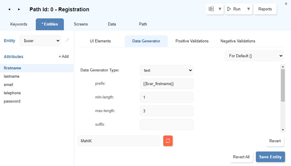 Firstname using External Variable