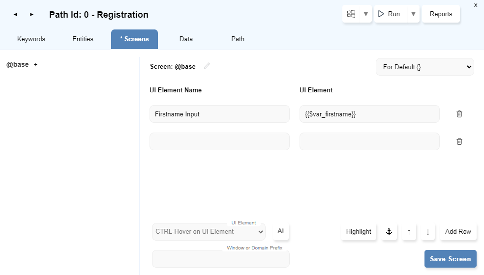 Variable template in Screen