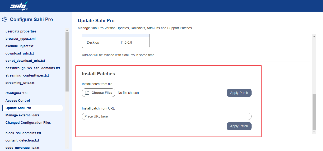 Update Sahi Pro for Patch