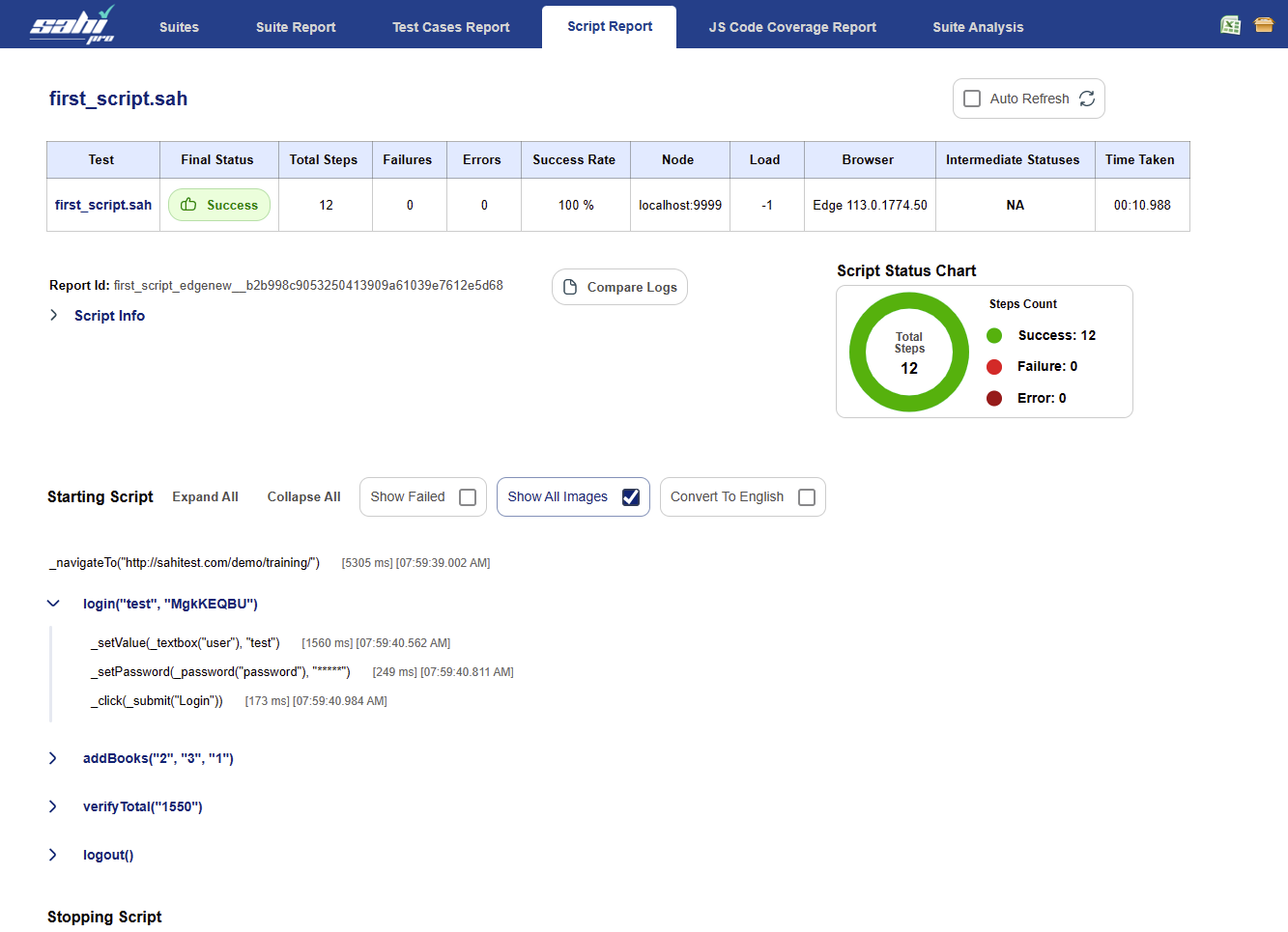 Reports with code folding