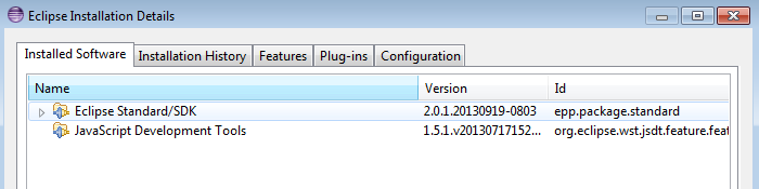 Eclipse Installation Details
