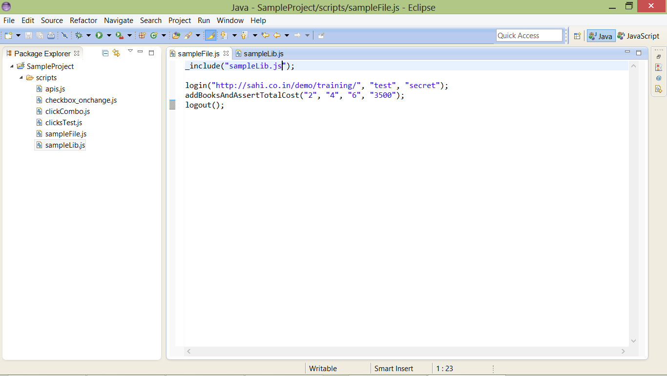 Sample script after refactoring