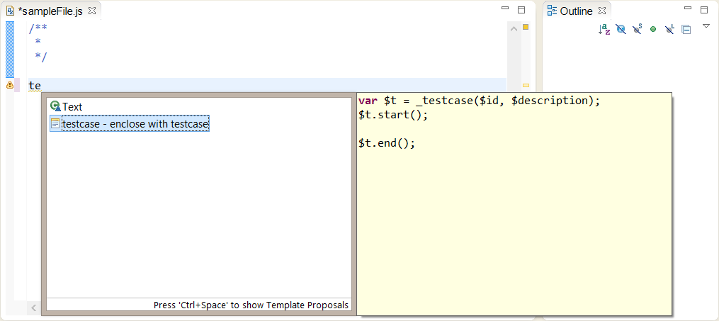 using testcase template